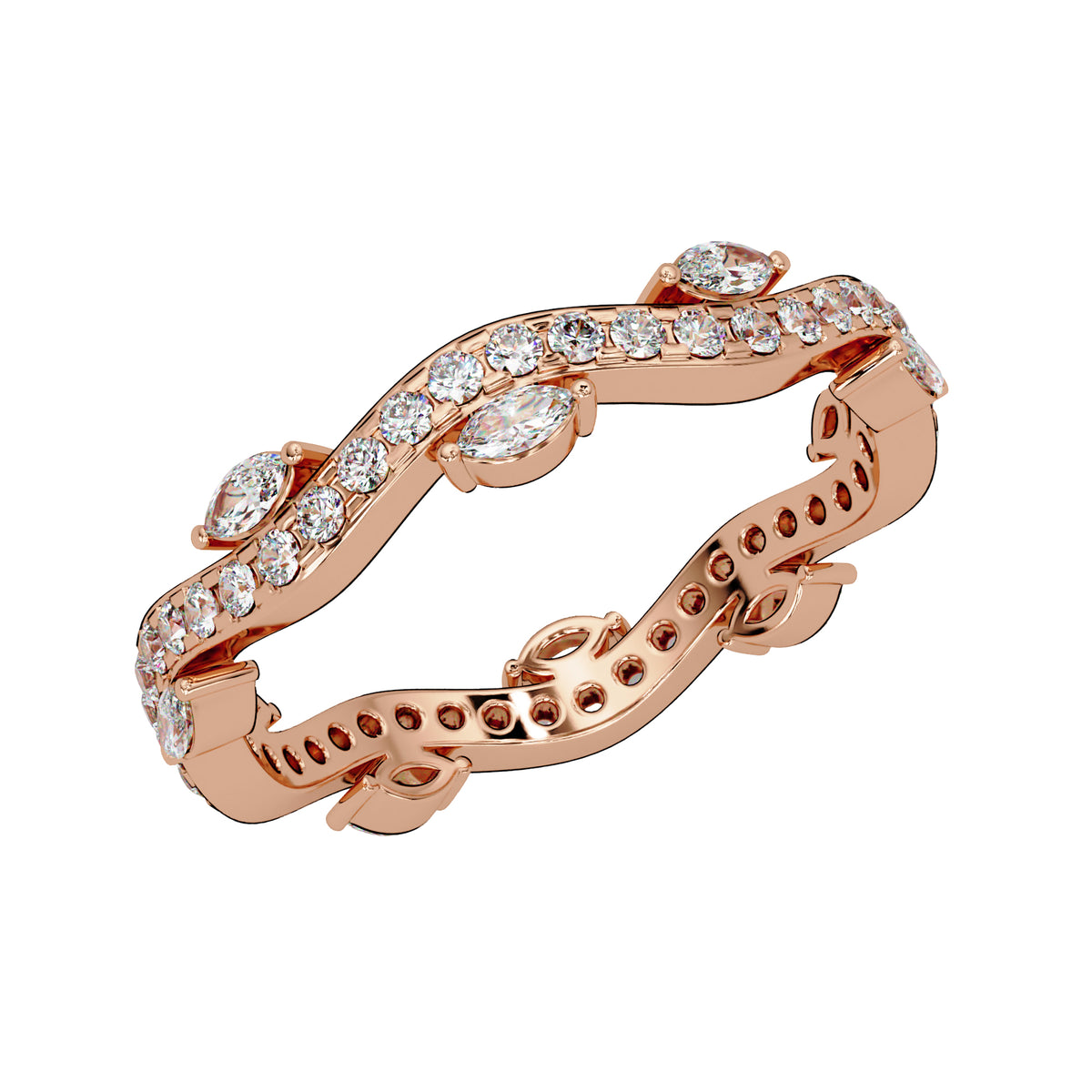 0.65 Ct Marquise & Round Lab-Grown Diamond Band Ring - 925 Sterling Silver
