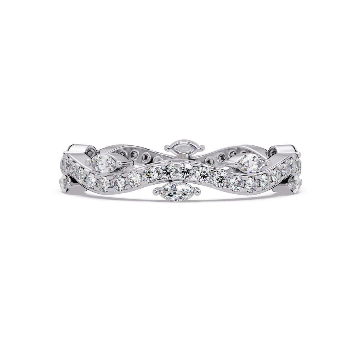 0.65 Ct Marquise & Round Lab-Grown Diamond Band Ring - 925 Sterling Silver