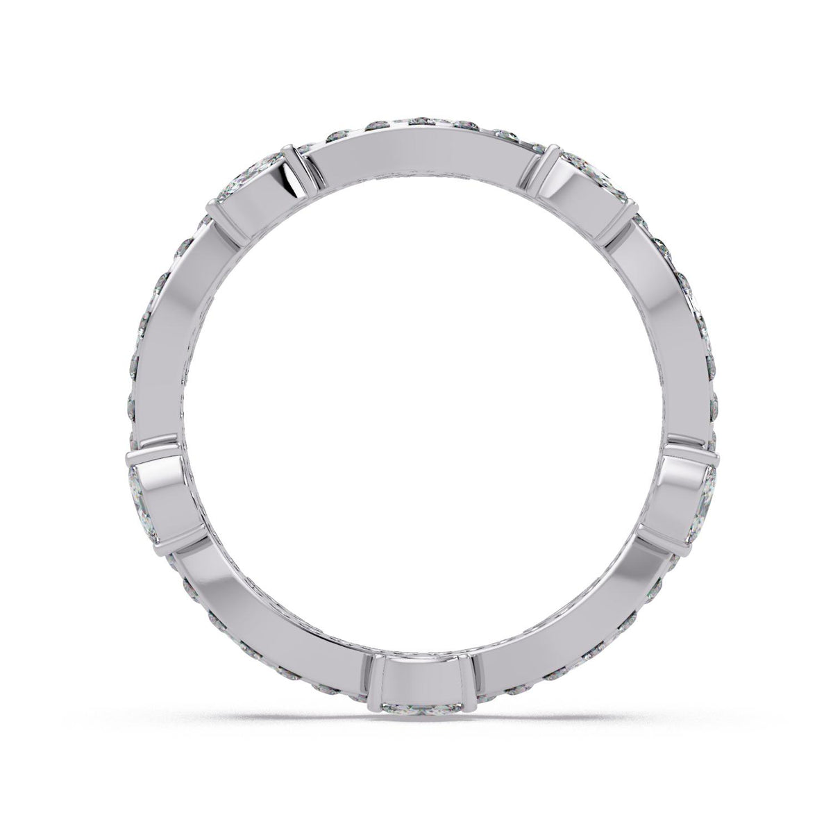 0.65 Ct Marquise & Round Lab-Grown Diamond Band Ring - 925 Sterling Silver
