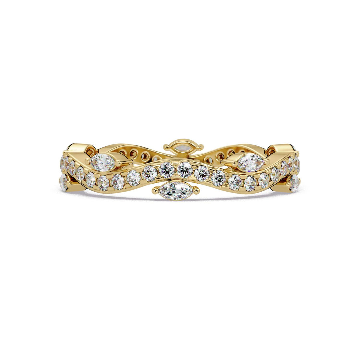 0.65 Ct Marquise & Round Lab-Grown Diamond Band Ring - 925 Sterling Silver