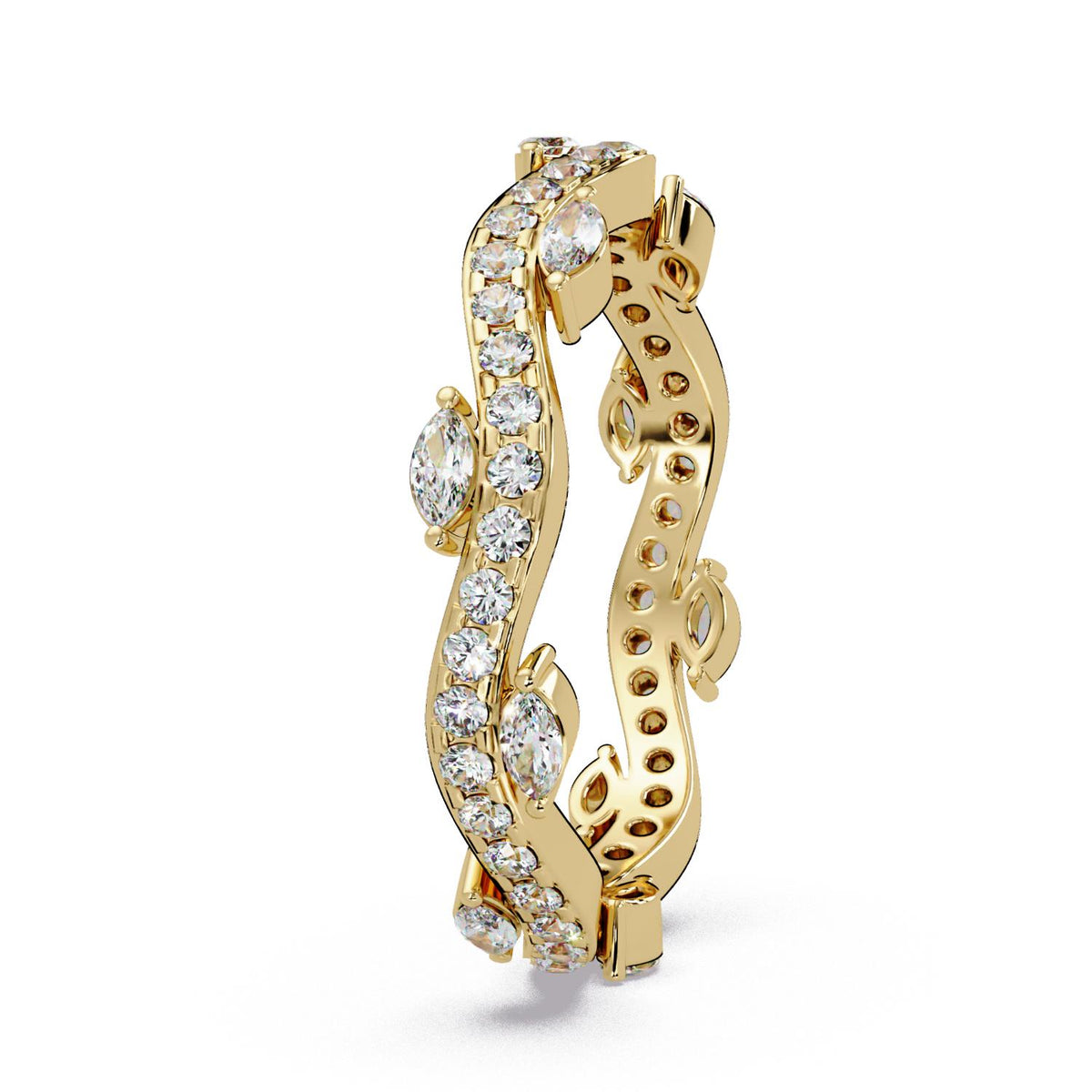 0.65 Ct Marquise & Round Lab-Grown Diamond Band Ring - 925 Sterling Silver