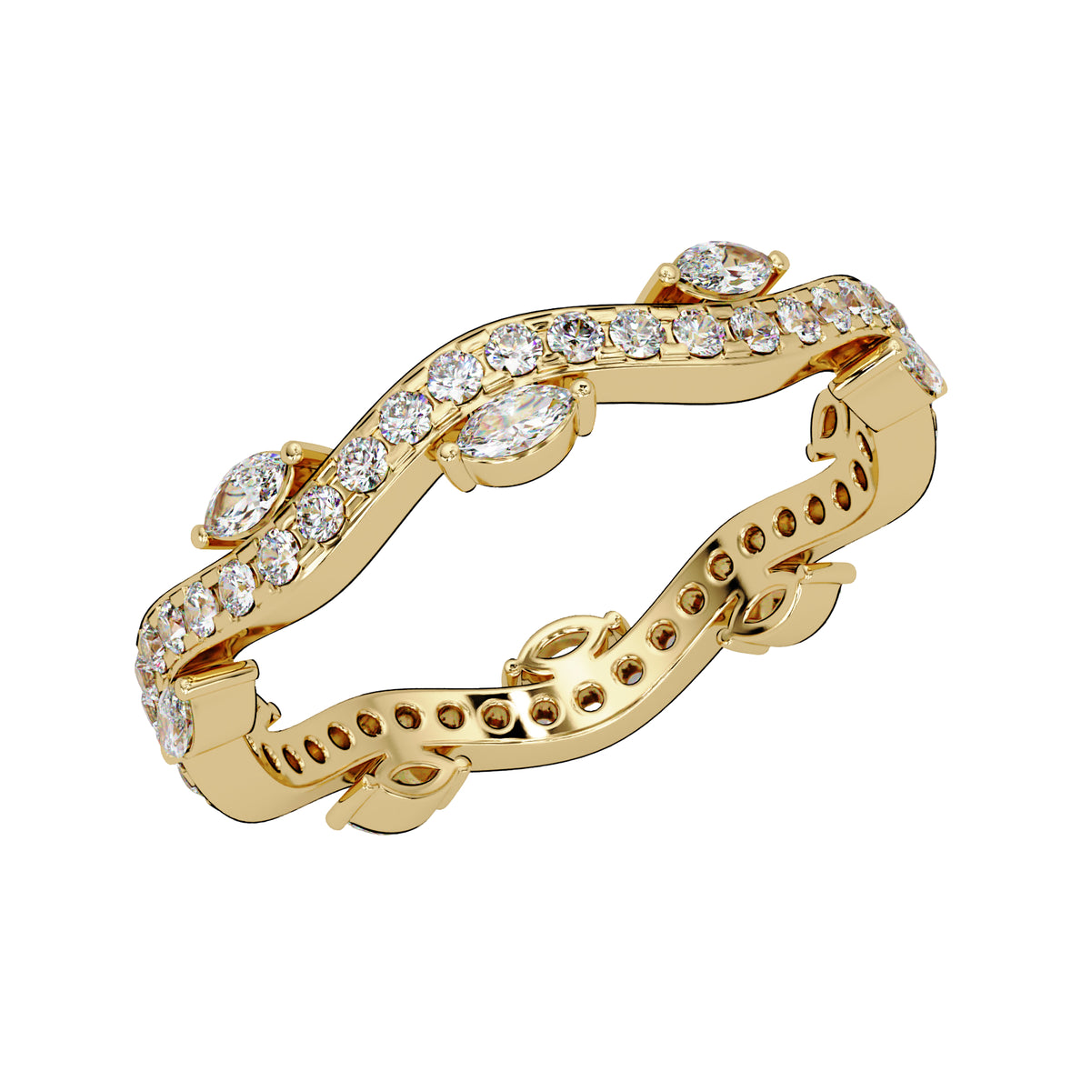 0.65 Ct Marquise & Round Lab-Grown Diamond Band Ring - 925 Sterling Silver