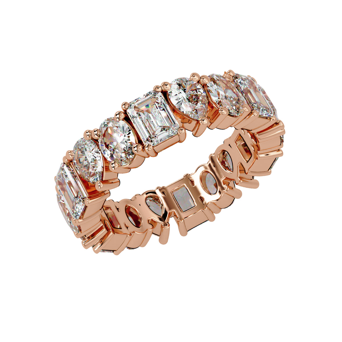 4.25 Ct Octagon Oval & Pear Lab-Grown Diamond Eternity Ring - 925 Sterling Silver