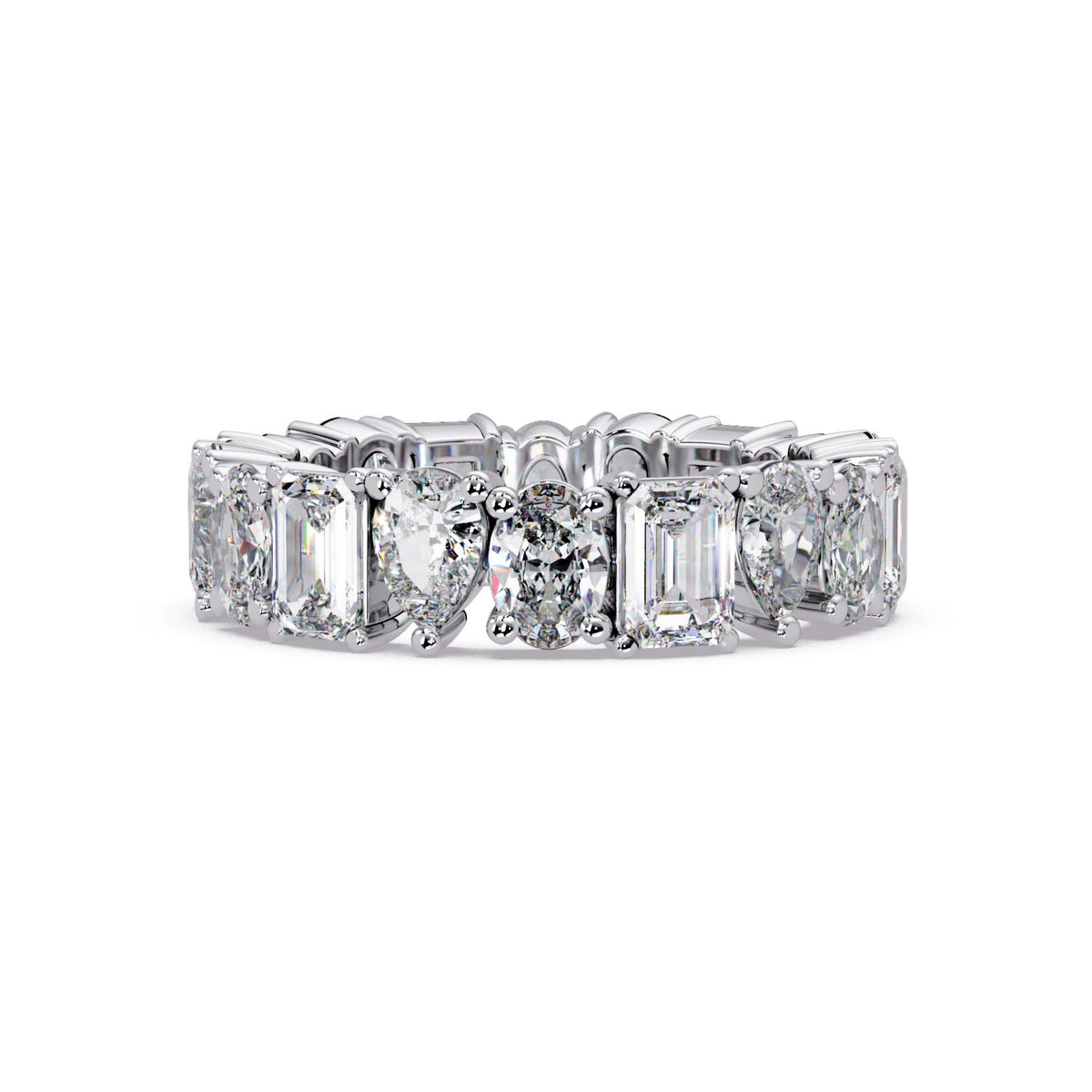 4.25 Ct Octagon Oval & Pear Lab-Grown Diamond Eternity Ring - 925 Sterling Silver