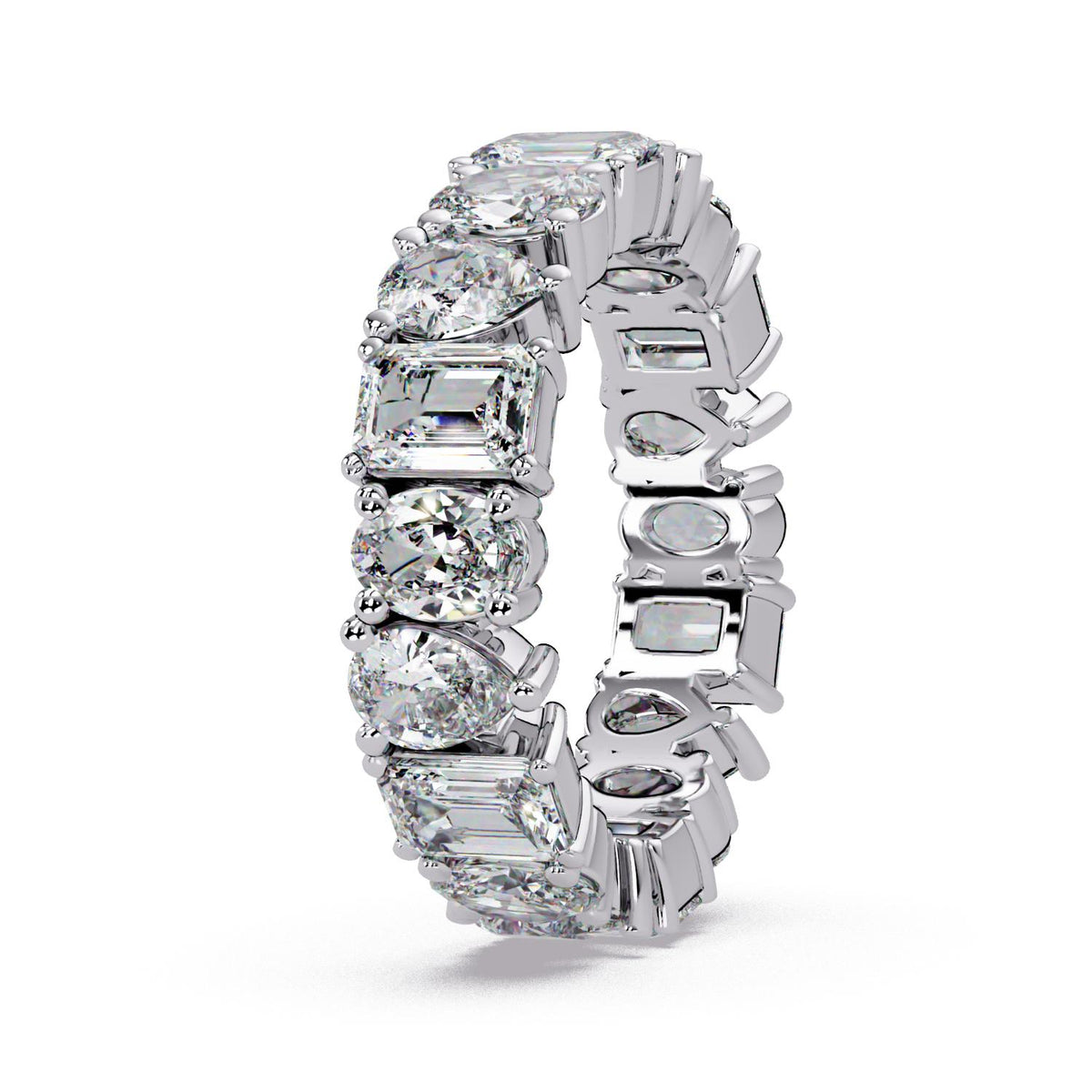 4.25 Ct Octagon Oval & Pear Lab-Grown Diamond Eternity Ring - 925 Sterling Silver