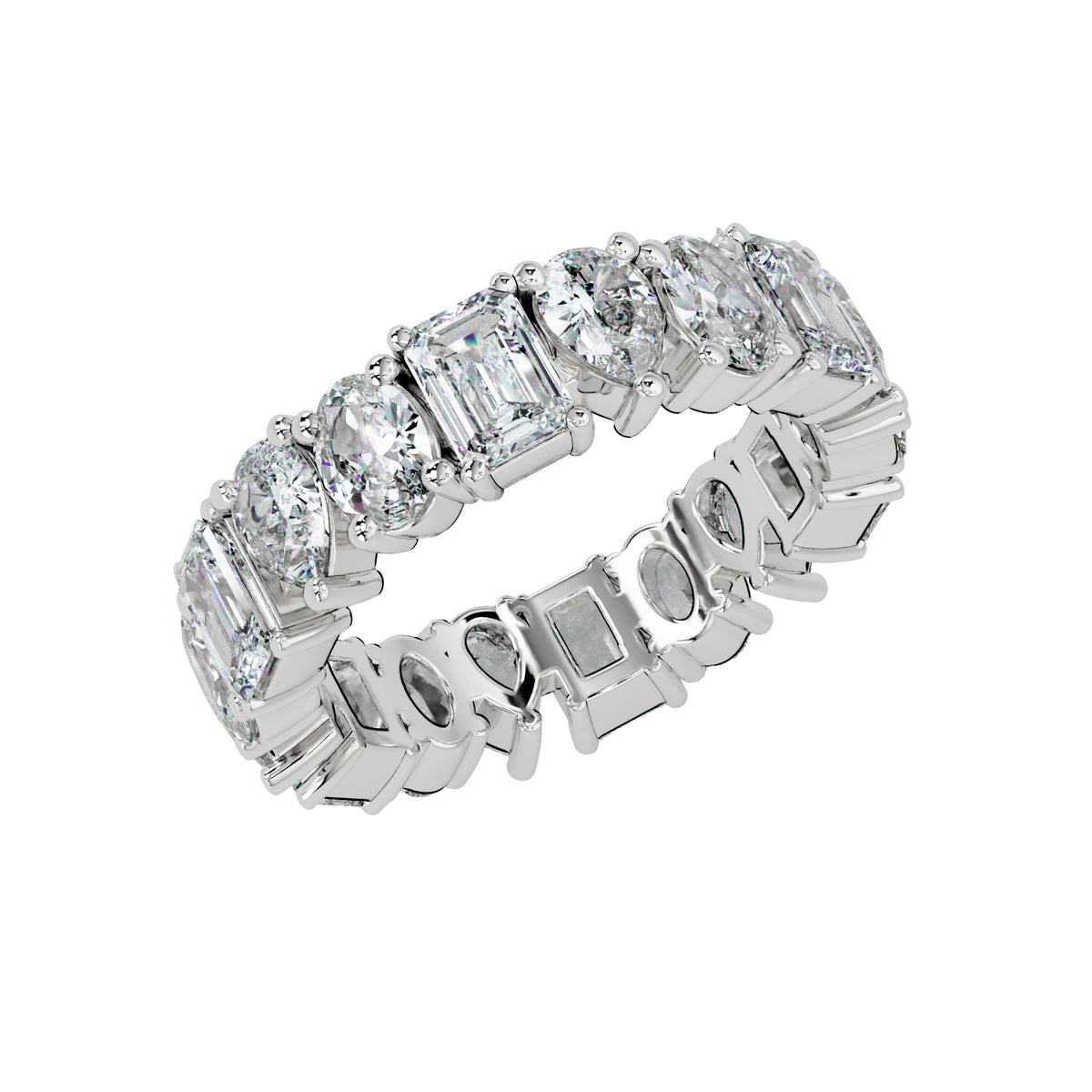 4.25 Ct Octagon Oval & Pear Lab-Grown Diamond Eternity Ring - 925 Sterling Silver