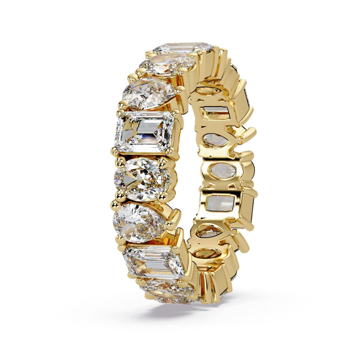 4.25 Ct Octagon Oval & Pear Lab-Grown Diamond Eternity Ring - 925 Sterling Silver