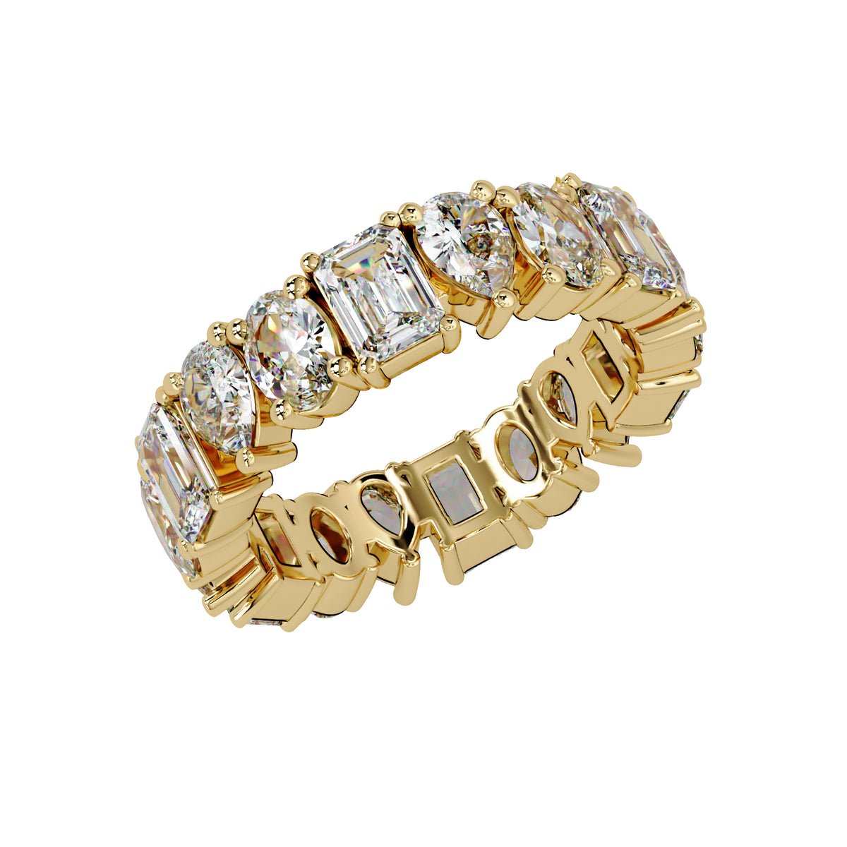 4.25 Ct Octagon Oval & Pear Lab-Grown Diamond Eternity Ring - 925 Sterling Silver