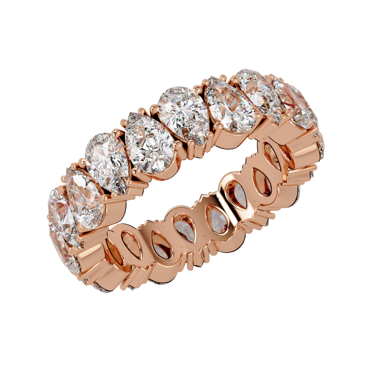 5.00 Ct Pear-Shaped Lab-Grown Diamond Eternity Ring - 925 Sterling Silver