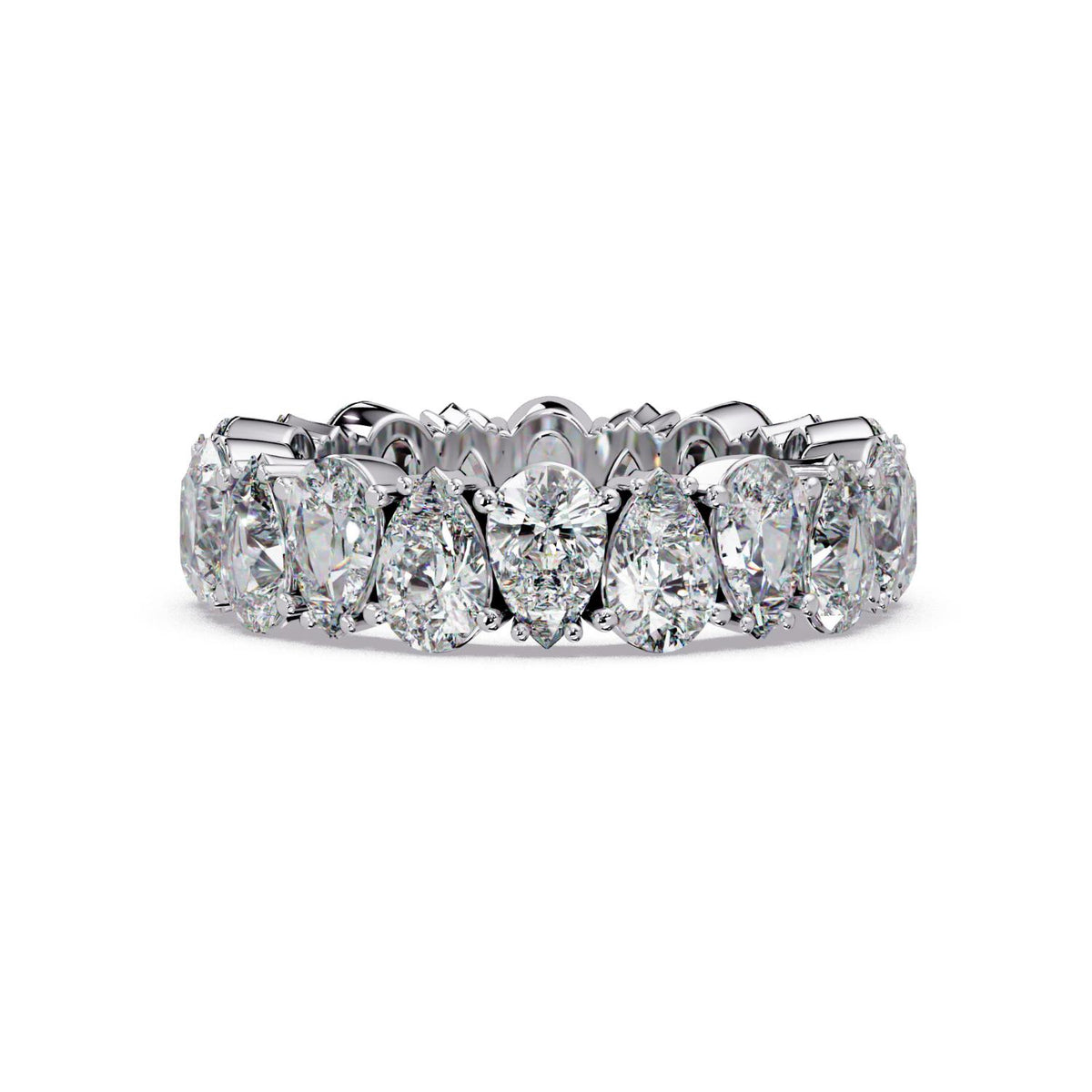 5.00 Ct Pear-Shaped Lab-Grown Diamond Eternity Ring - 925 Sterling Silver