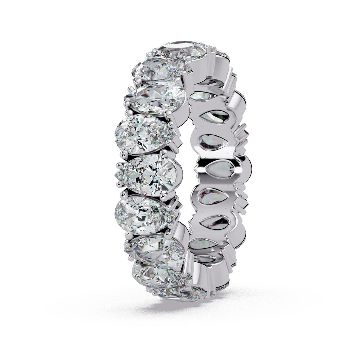 5.00 Ct Pear-Shaped Lab-Grown Diamond Eternity Ring - 925 Sterling Silver