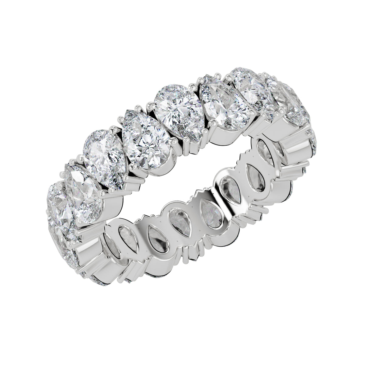 5.00 Ct Pear-Shaped Lab-Grown Diamond Eternity Ring - 925 Sterling Silver