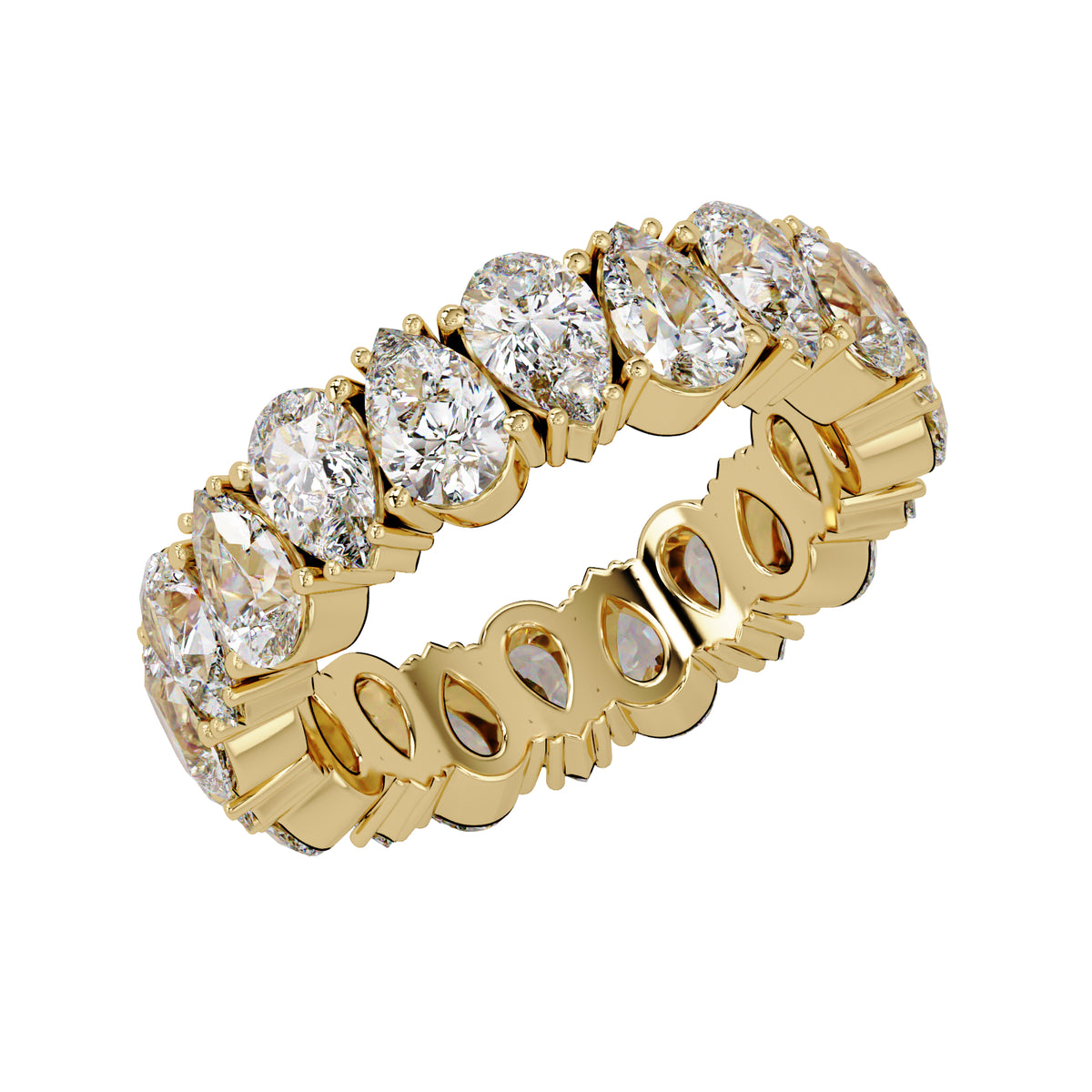 5.00 Ct Pear-Shaped Lab-Grown Diamond Eternity Ring - 925 Sterling Silver