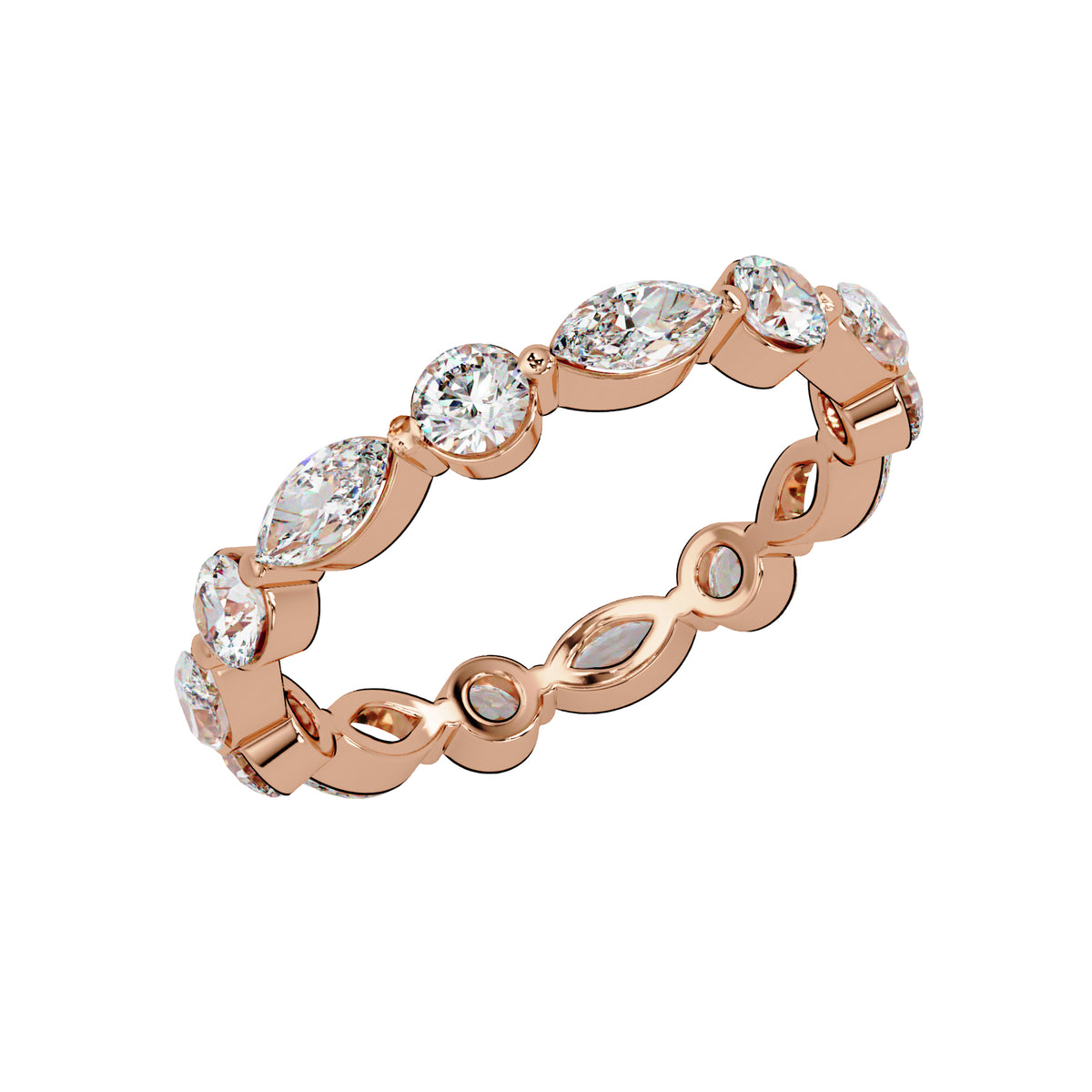 1.65 Ct Marquise & Round Lab-Grown Diamond Eternity Ring - 925 Sterling Silver