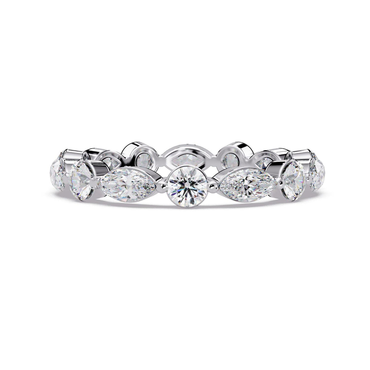 1.65 Ct Marquise & Round Lab-Grown Diamond Eternity Ring - 925 Sterling Silver