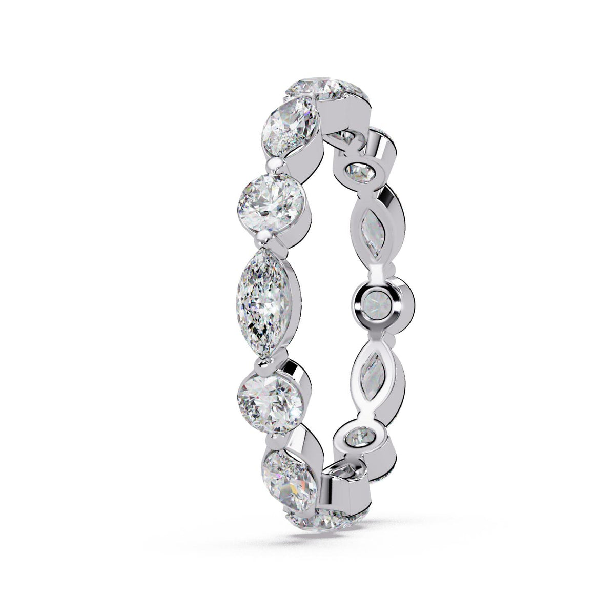 1.65 Ct Marquise & Round Lab-Grown Diamond Eternity Ring - 925 Sterling Silver