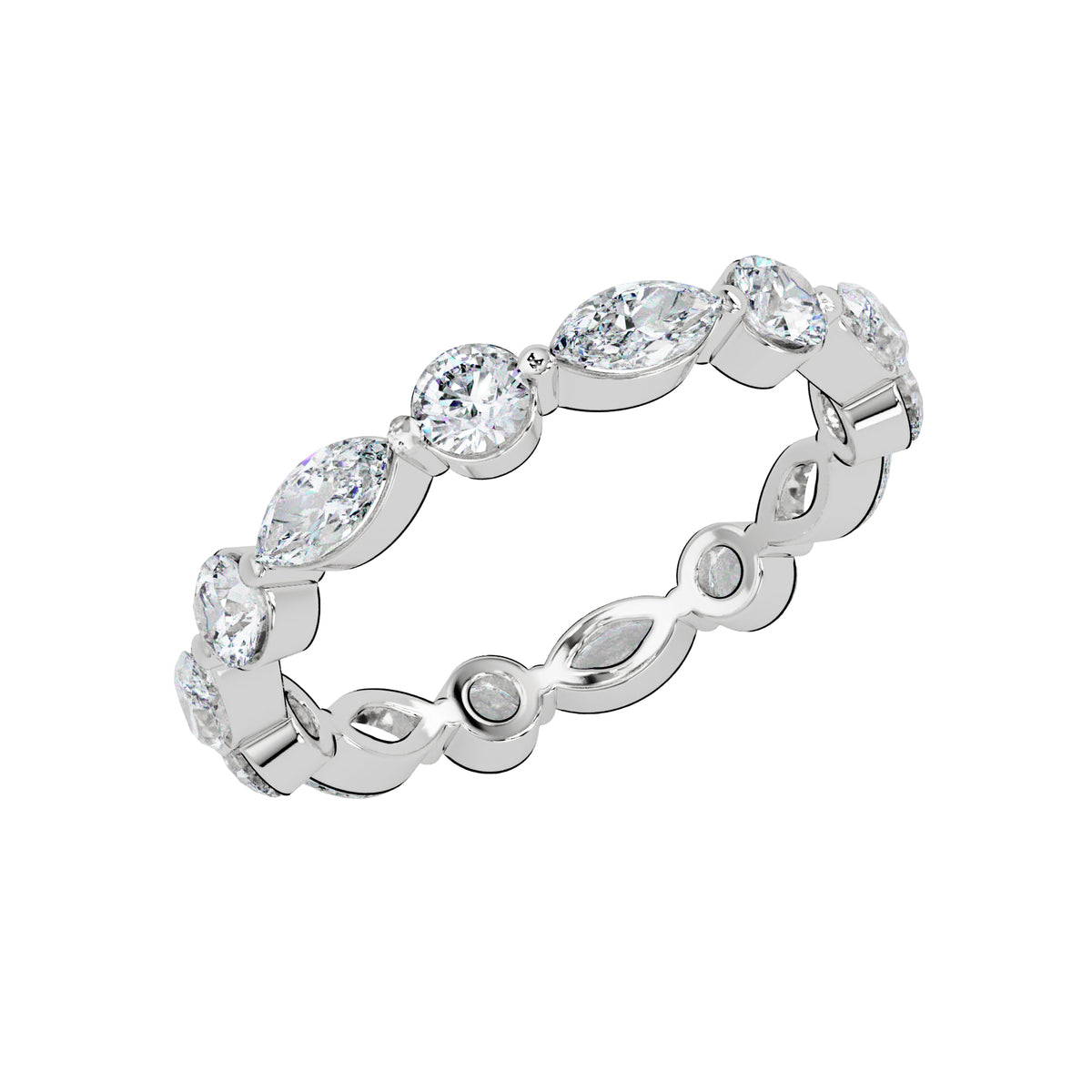 1.65 Ct Marquise & Round Lab-Grown Diamond Eternity Ring - 925 Sterling Silver