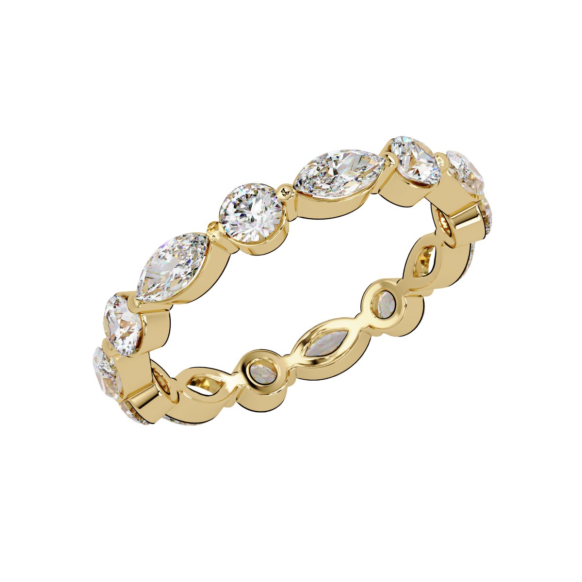 1.65 Ct Marquise & Round Lab-Grown Diamond Eternity Ring - 925 Sterling Silver