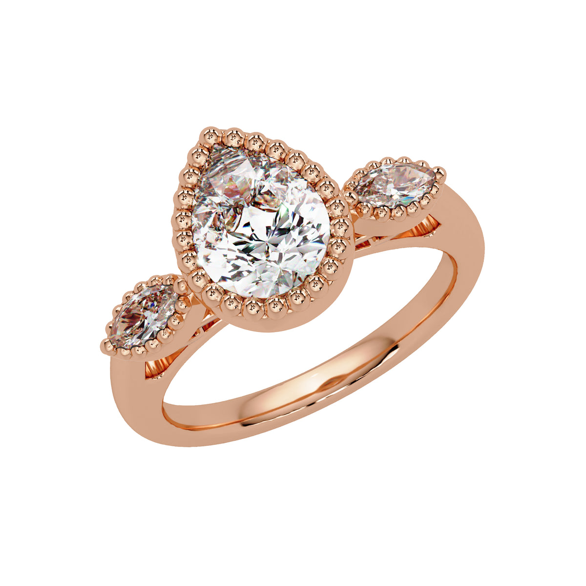 1.60 Ct Pear & Marquise Lab-Grown Diamond Halo Ring - 925 Sterling Silver