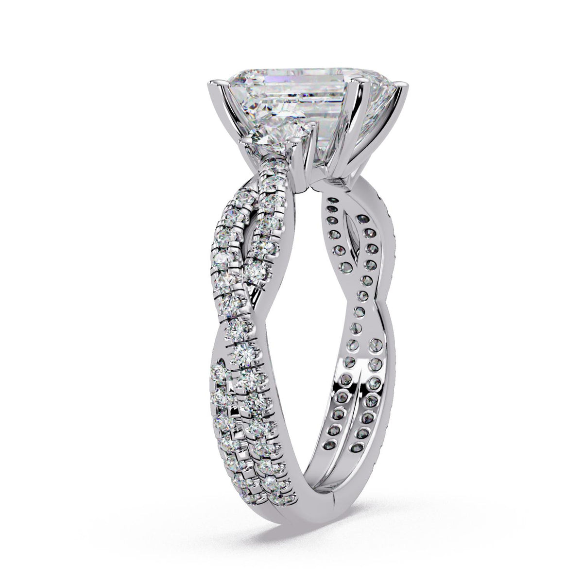 2.85 Ct Octagon & Round Lab-Grown Diamond Halo Ring - 925 Sterling Silver