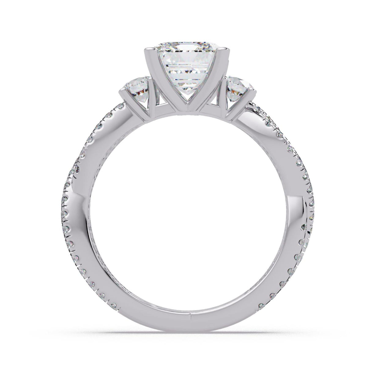 2.85 Ct Octagon & Round Lab-Grown Diamond Halo Ring - 925 Sterling Silver
