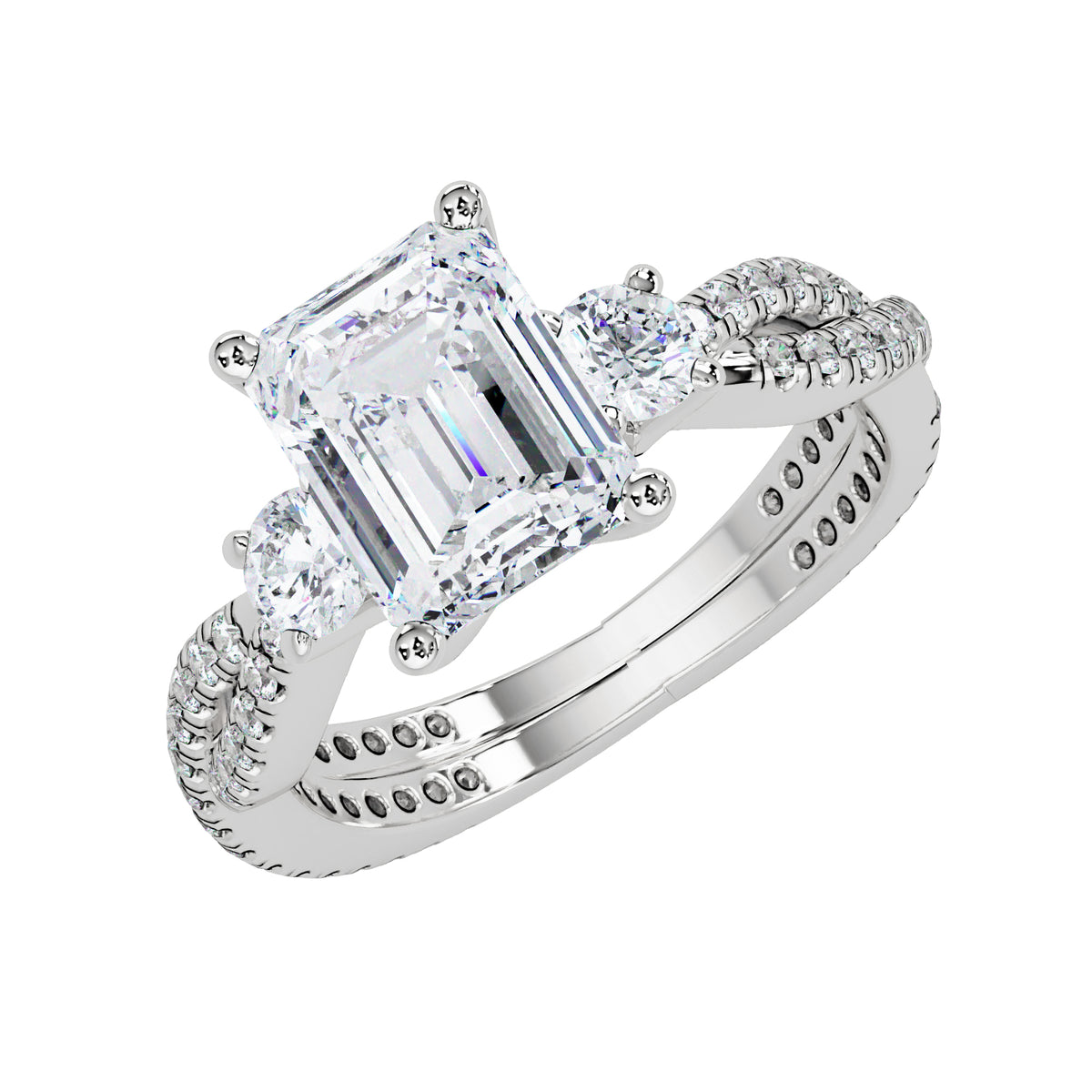 2.85 Ct Octagon & Round Lab-Grown Diamond Halo Ring - 925 Sterling Silver