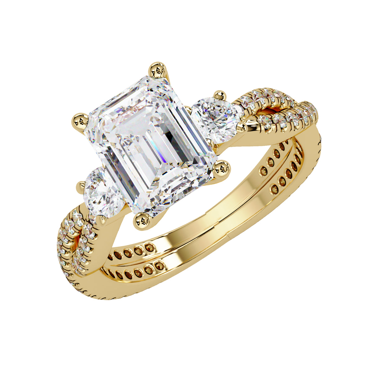 2.85 Ct Octagon & Round Lab-Grown Diamond Halo Ring - 925 Sterling Silver