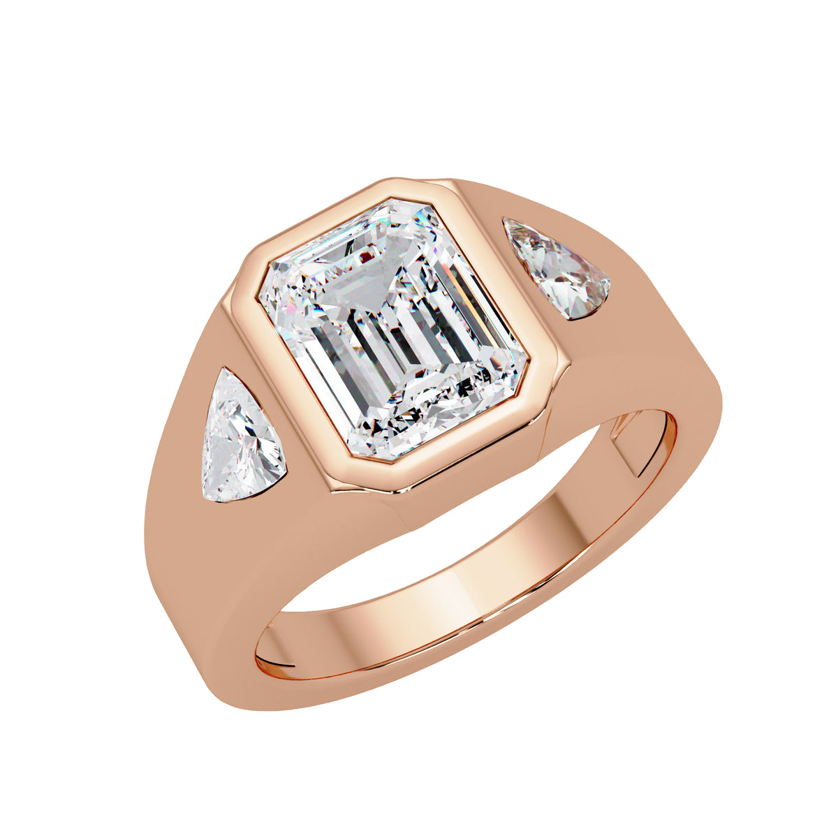 2.70 Ct Octagon & Trillion Lab-Grown Diamond Ring - 925 Sterling Silver