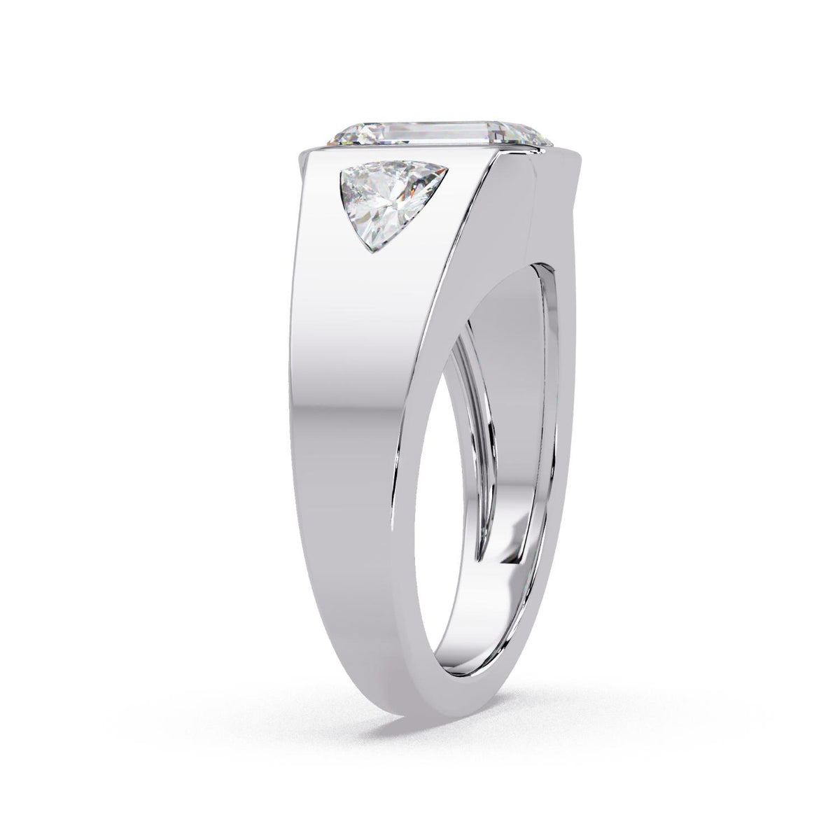 2.70 Ct Octagon & Trillion Lab-Grown Diamond Ring - 925 Sterling Silver