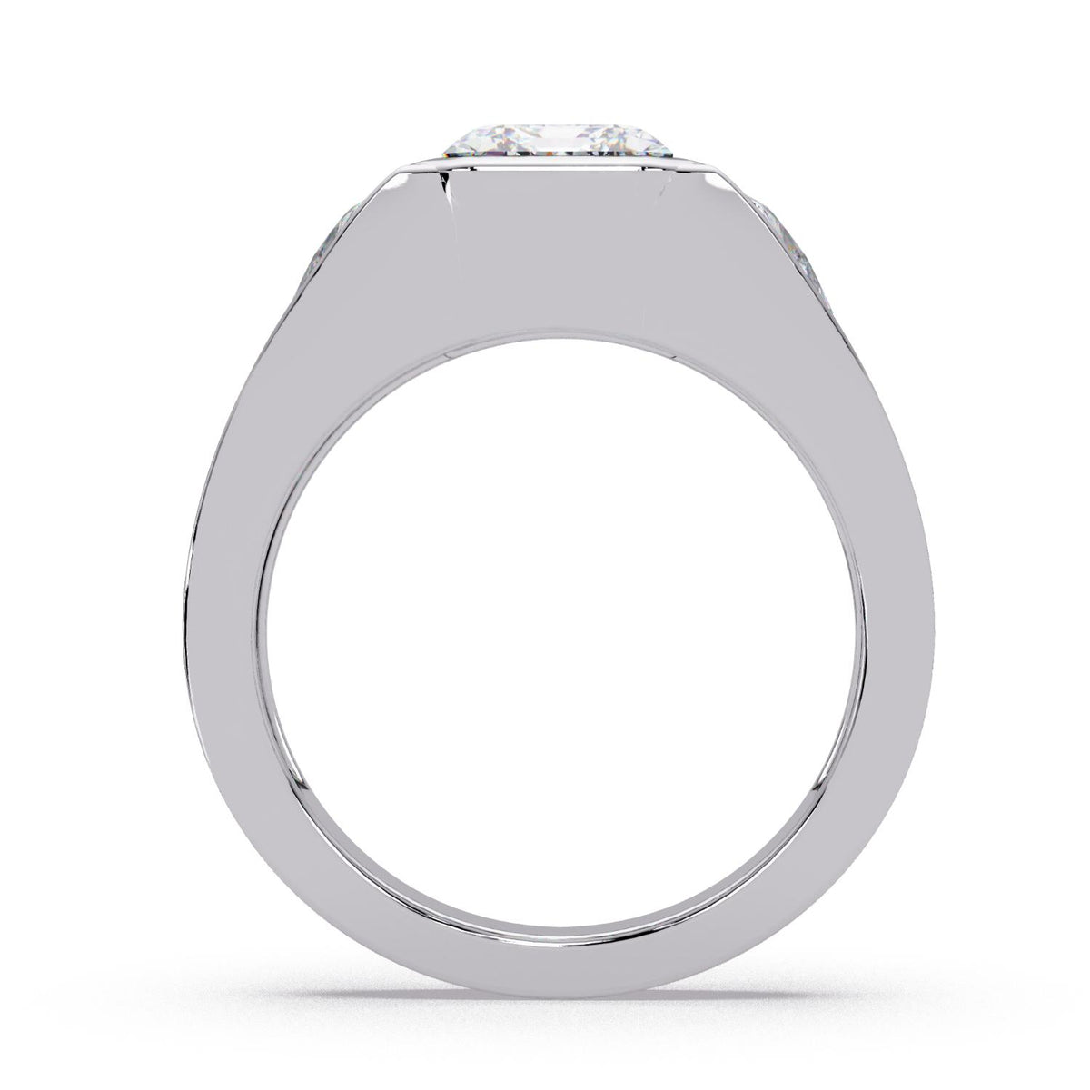 2.70 Ct Octagon & Trillion Lab-Grown Diamond Ring - 925 Sterling Silver