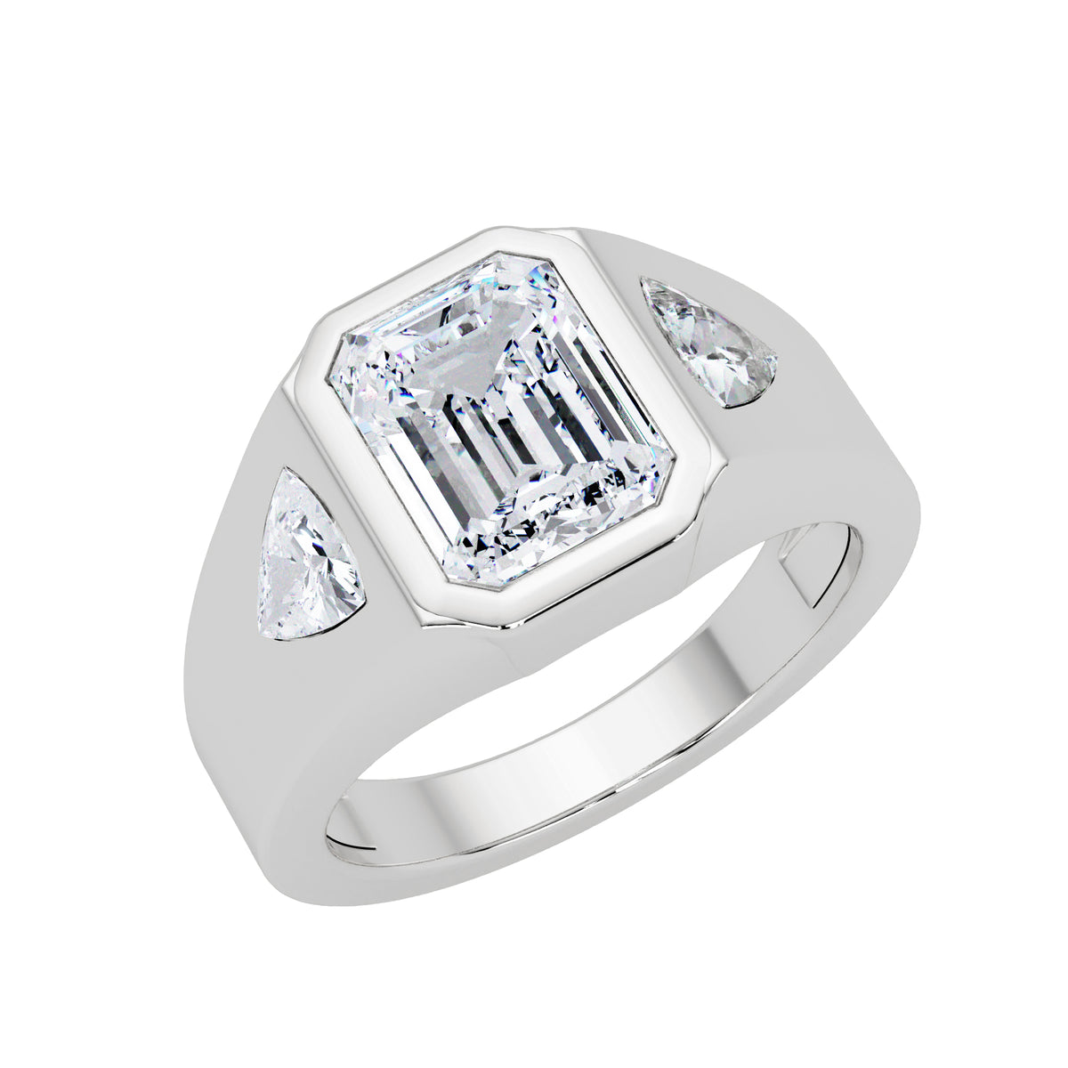 2.70 Ct Octagon & Trillion Lab-Grown Diamond Ring - 925 Sterling Silver