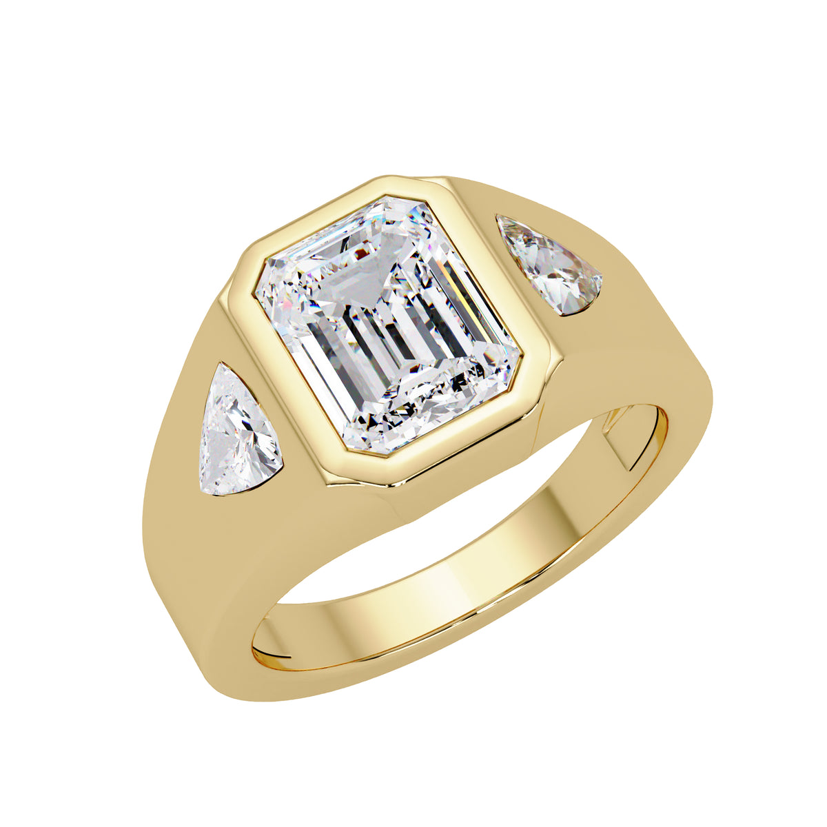 2.70 Ct Octagon & Trillion Lab-Grown Diamond Ring - 925 Sterling Silver