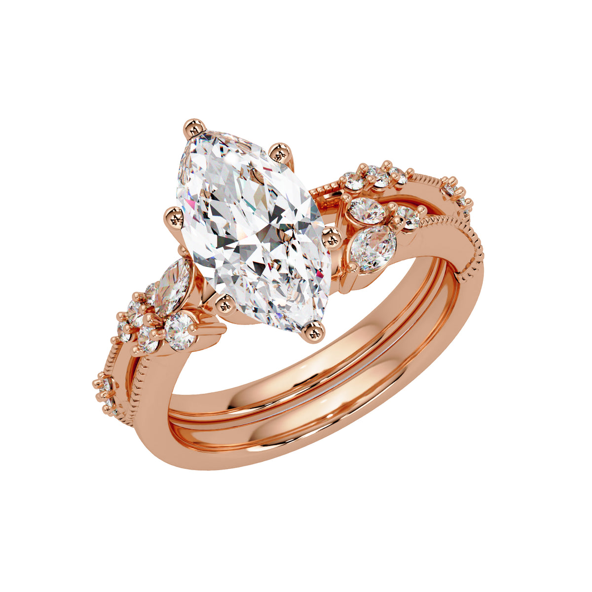 2.25 Ct Marquise Lab-Grown Diamond Three-Stone Ring - 925 Sterling Silver