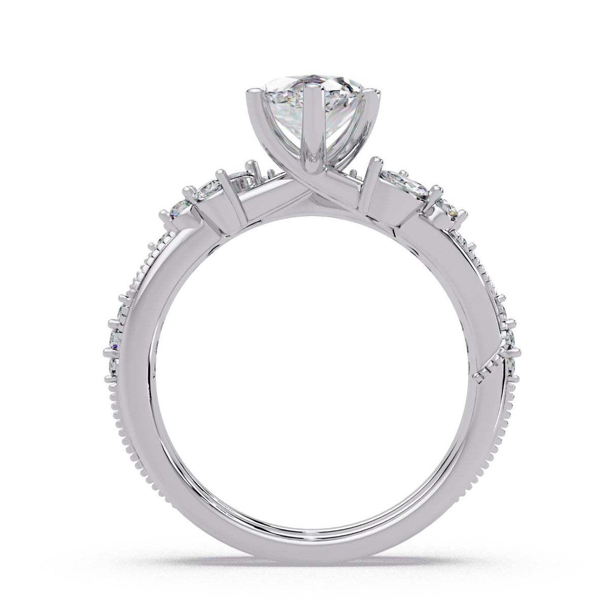 2.25 Ct Marquise Lab-Grown Diamond Three-Stone Ring - 925 Sterling Silver