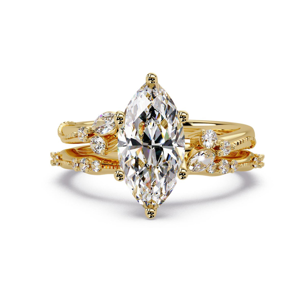 2.25 Ct Marquise Lab-Grown Diamond Three-Stone Ring - 925 Sterling Silver