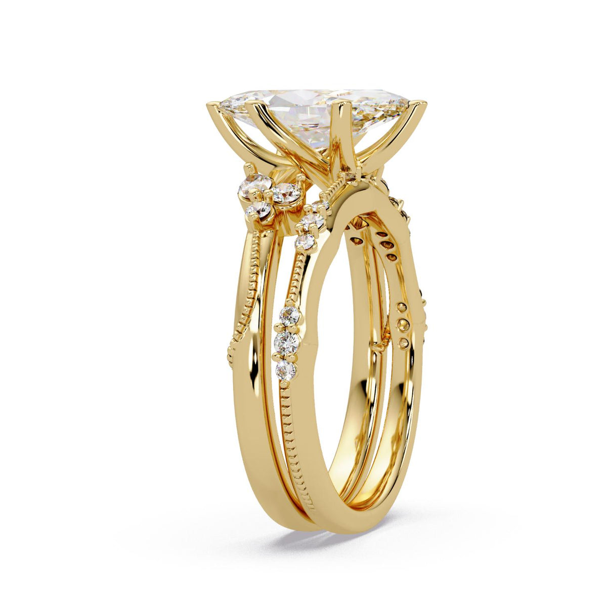 2.25 Ct Marquise Lab-Grown Diamond Three-Stone Ring - 925 Sterling Silver