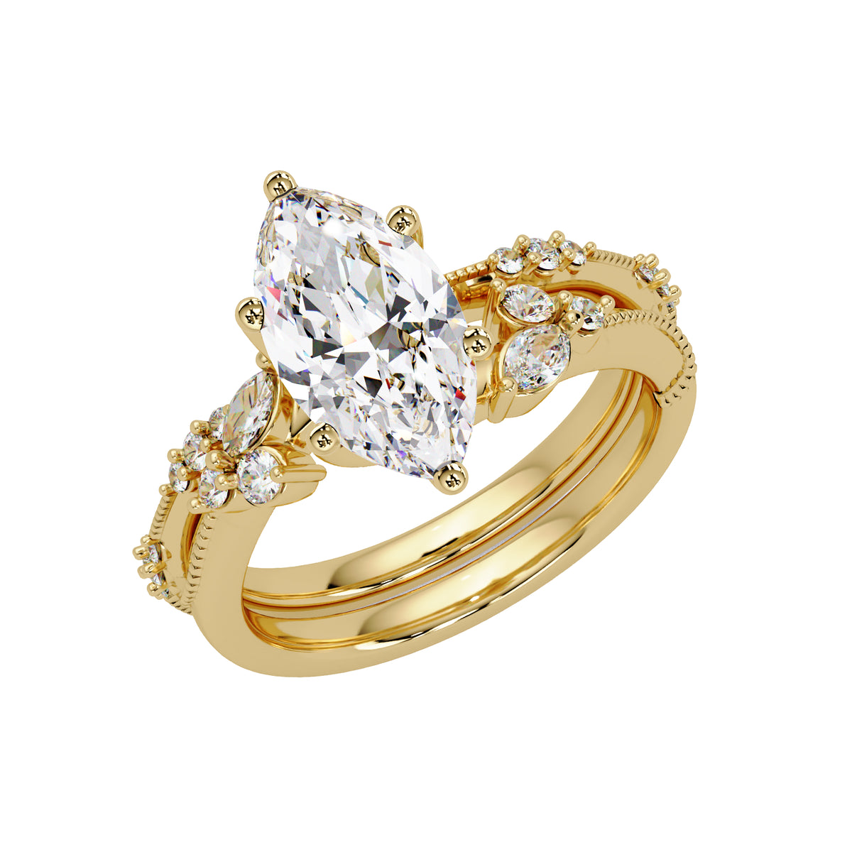2.25 Ct Marquise Lab-Grown Diamond Three-Stone Ring - 925 Sterling Silver