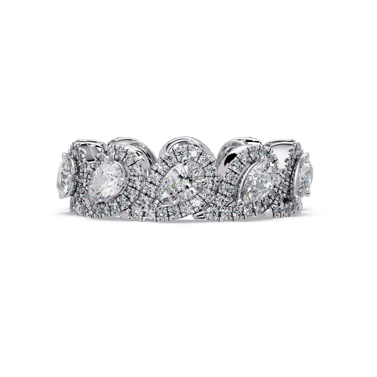 2.37 Ct Pear & Round Lab-Grown Diamond Multi-Stone Ring - 925 Sterling Silver