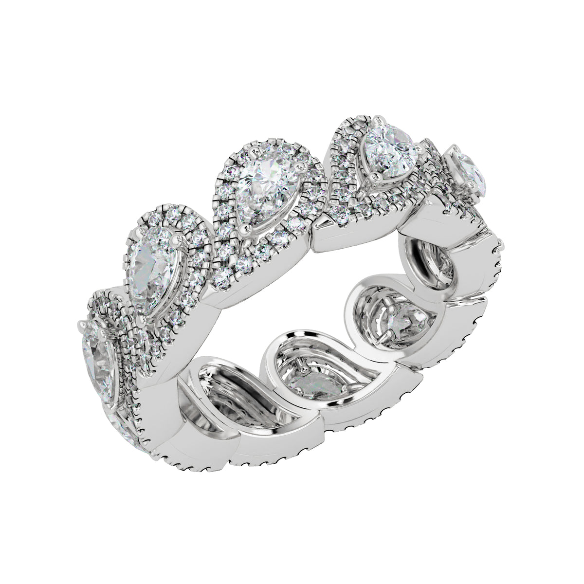 2.37 Ct Pear & Round Lab-Grown Diamond Multi-Stone Ring - 925 Sterling Silver