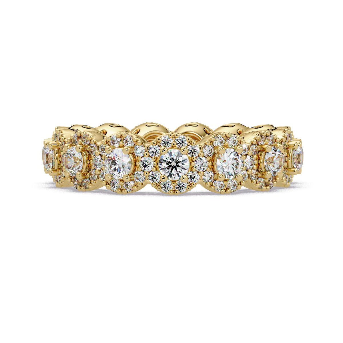 2.20 Ct Round Lab-Grown Diamond Halo Eternity Ring - 925 Sterling Silver