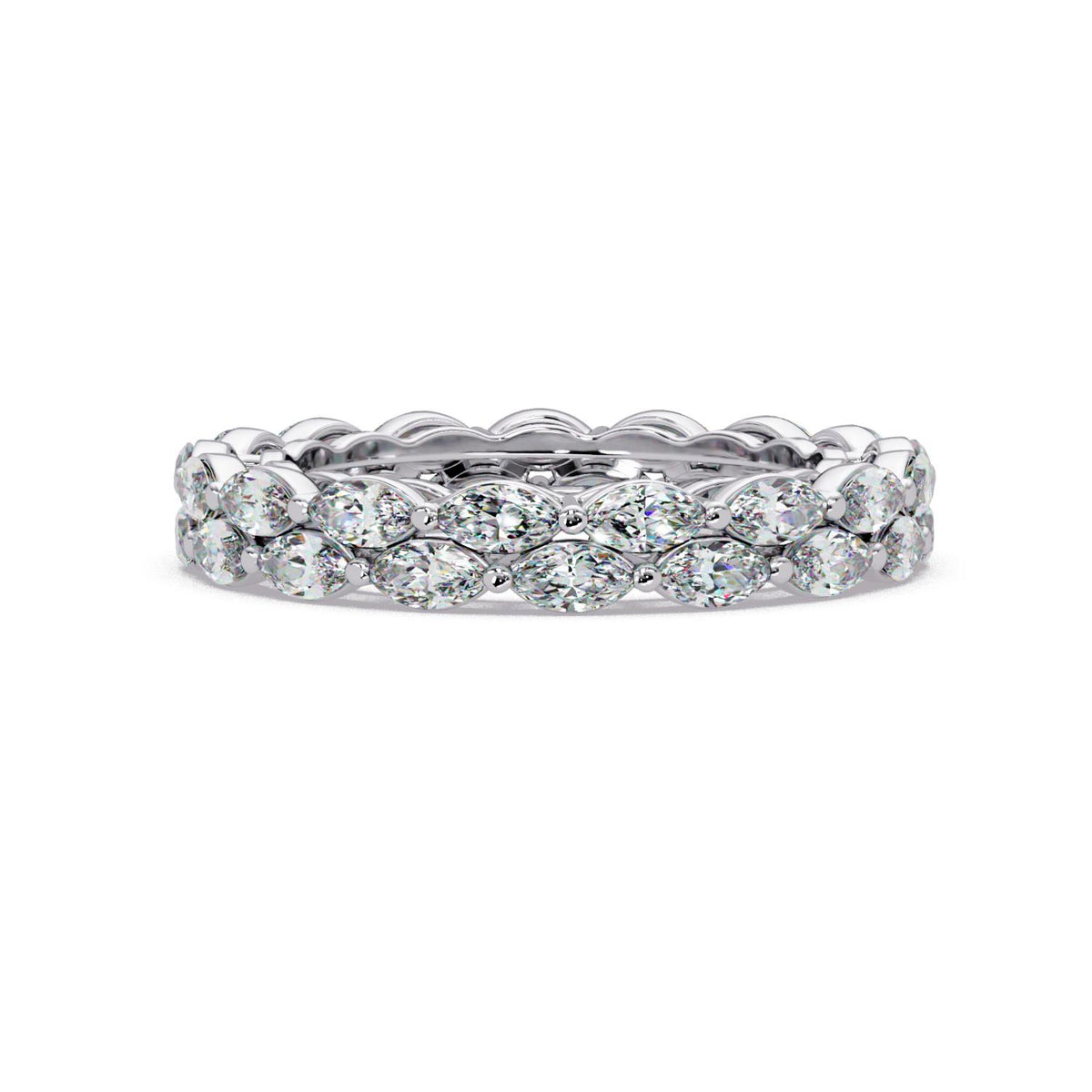1.80 Ct Marquise Lab-Grown Diamond Double-Row Eternity Ring - 925 Sterling Silver