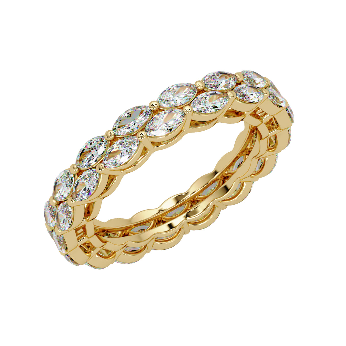 1.80 Ct Marquise Lab-Grown Diamond Double-Row Eternity Ring - 925 Sterling Silver
