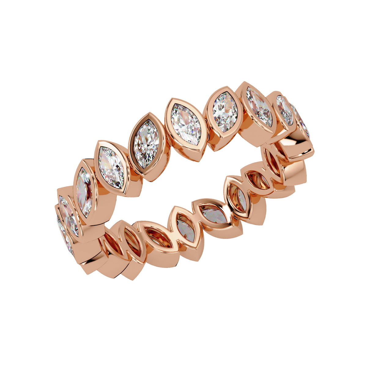 2.00 Ct Marquise Lab-Grown Diamond Bezel Eternity Ring - 925 Sterling Silver