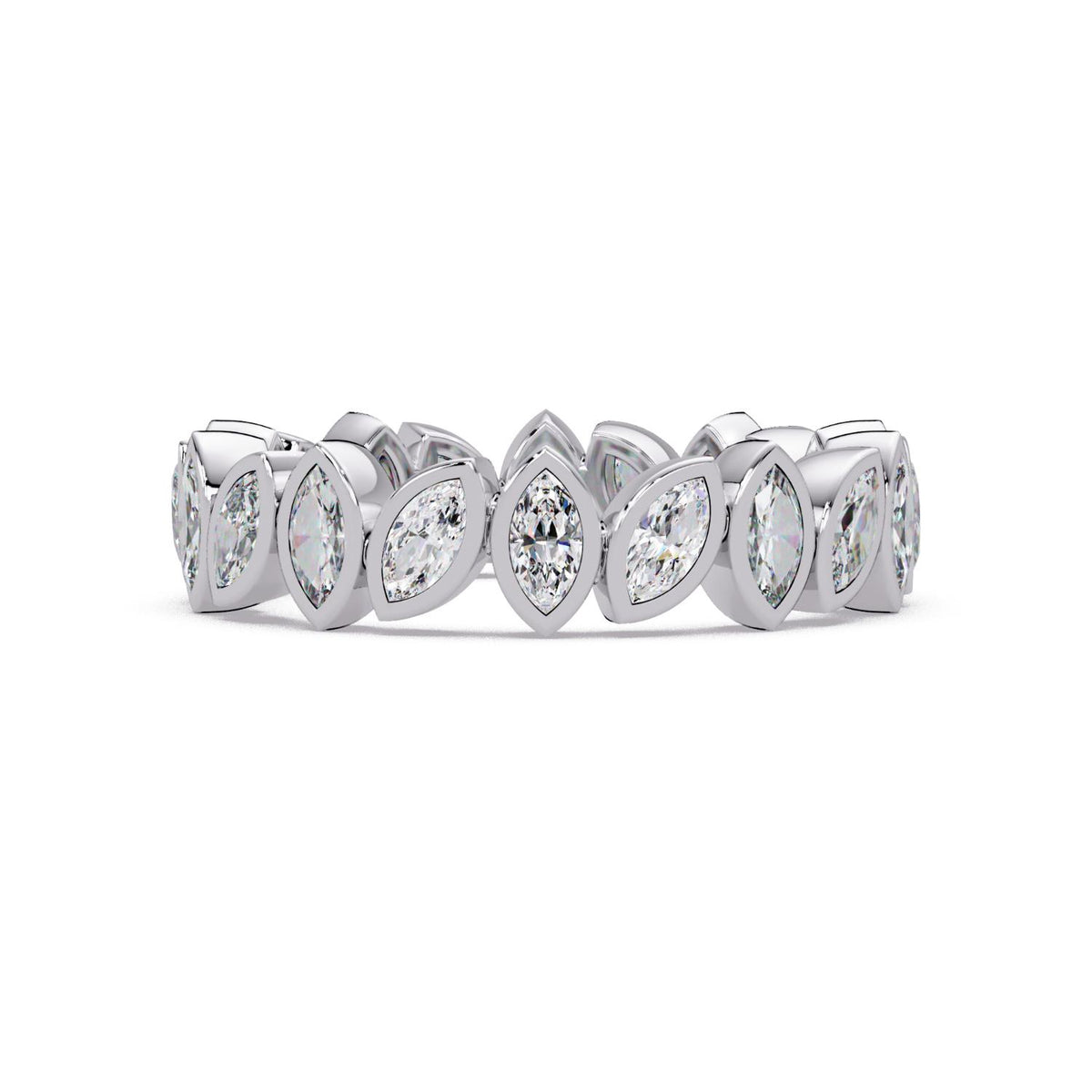 2.00 Ct Marquise Lab-Grown Diamond Bezel Eternity Ring - 925 Sterling Silver