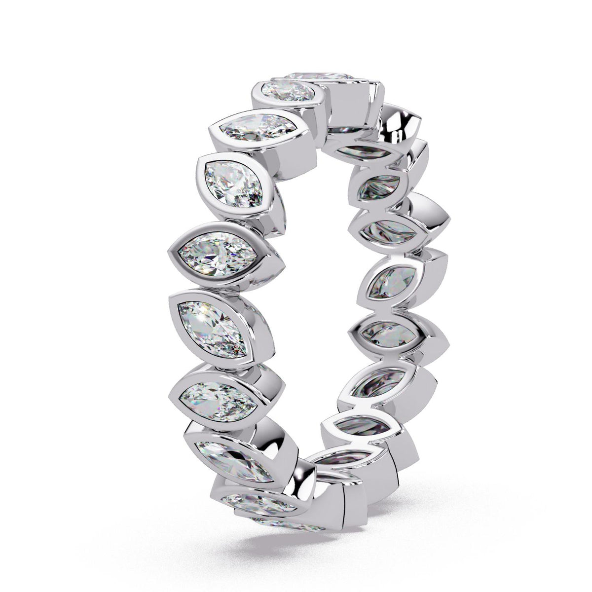 2.00 Ct Marquise Lab-Grown Diamond Bezel Eternity Ring - 925 Sterling Silver