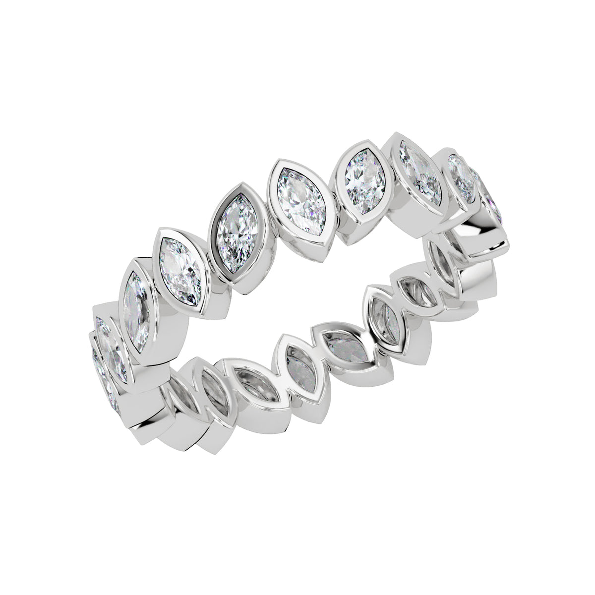 2.00 Ct Marquise Lab-Grown Diamond Bezel Eternity Ring - 925 Sterling Silver