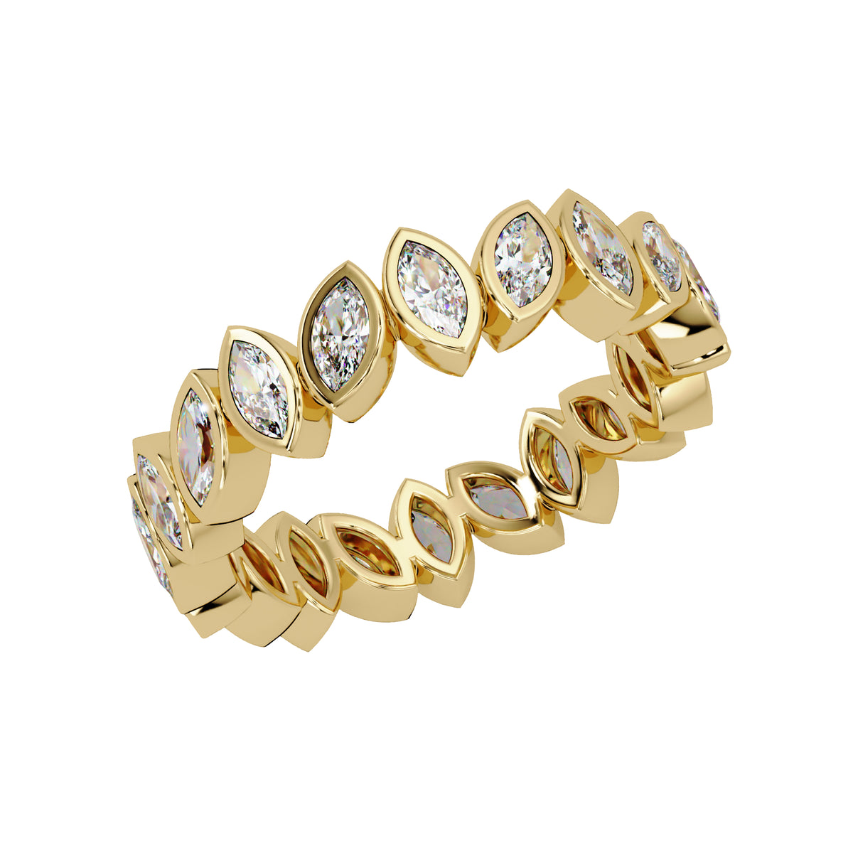 2.00 Ct Marquise Lab-Grown Diamond Bezel Eternity Ring - 925 Sterling Silver