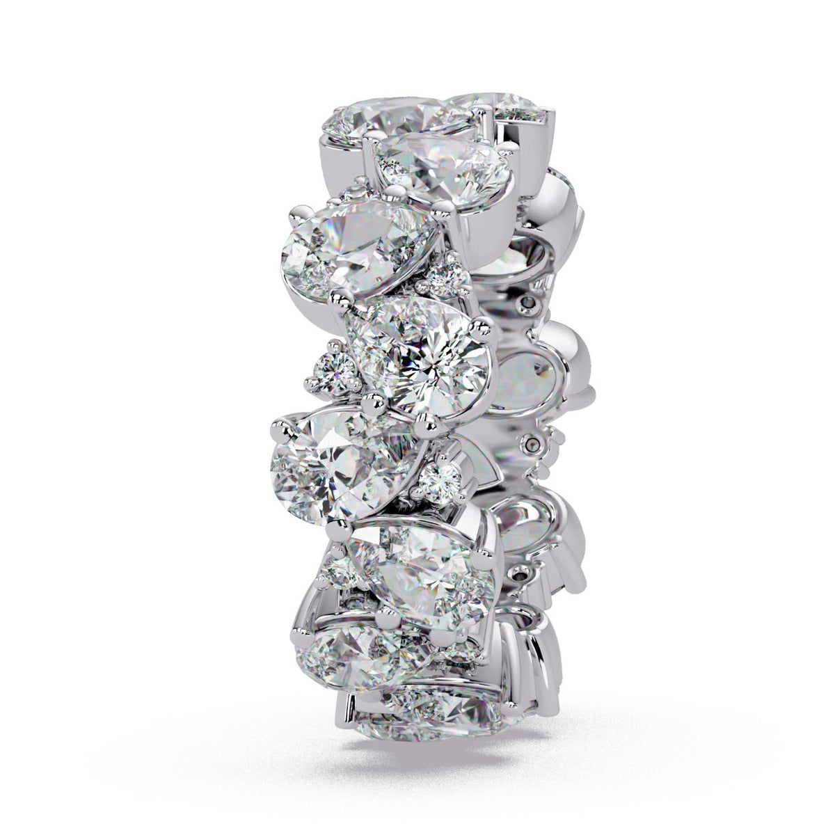 7.00 Ct Pear & Round Lab-Grown Diamond Eternity Ring - 925 Sterling Silver