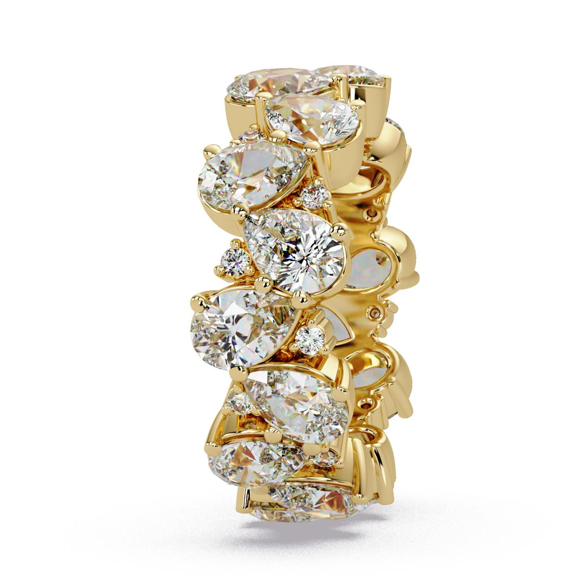 7.00 Ct Pear & Round Lab-Grown Diamond Eternity Ring - 925 Sterling Silver