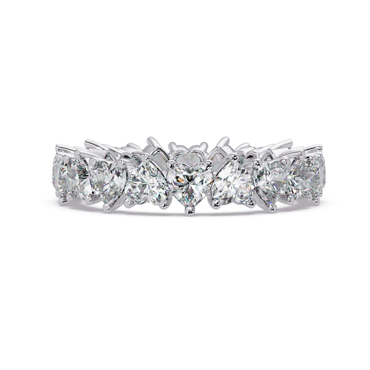 3.10 Ct Heart Lab-Grown Diamond Eternity Ring - 925 Sterling Silver